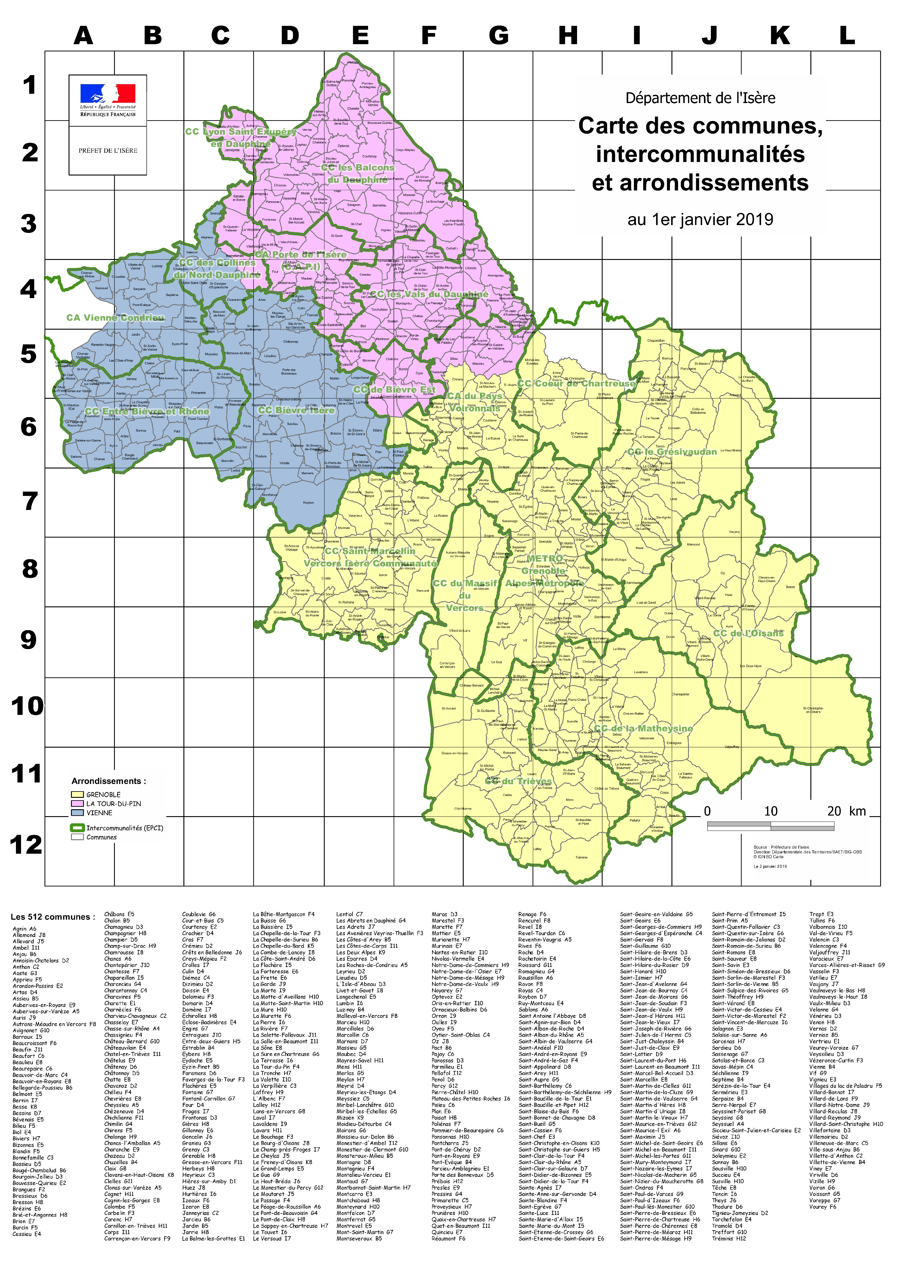 carte du département isère
