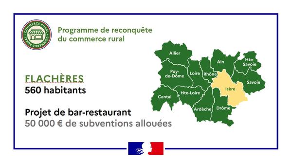 Flachères, 560 habitants : projet de bar-restaurant - 50000€ de subventions allouées